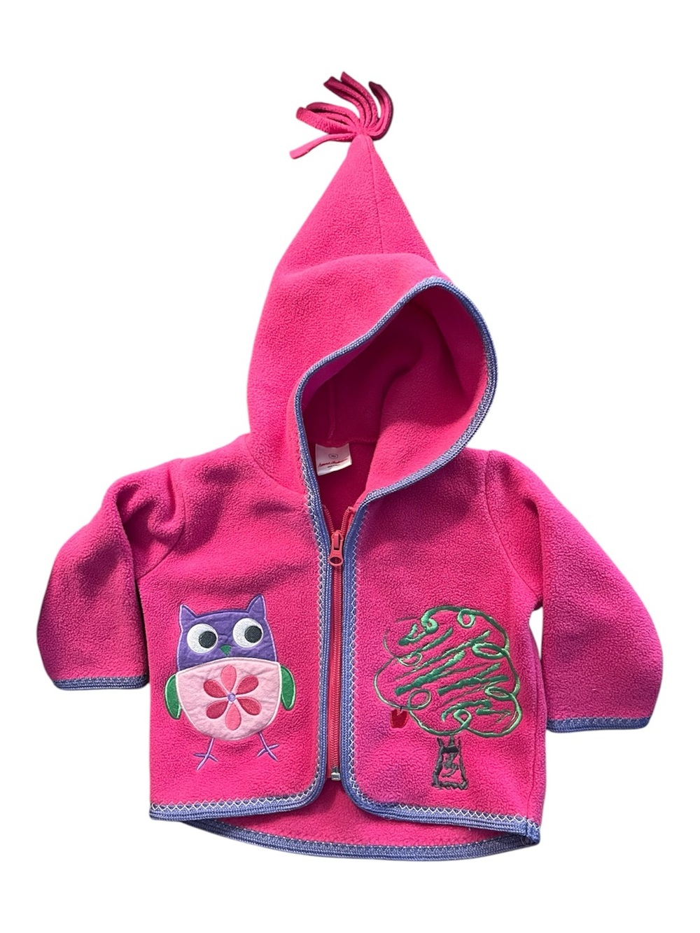 Hanna Andersson Pink Fleece Tassel Hoodie with Purple Trim